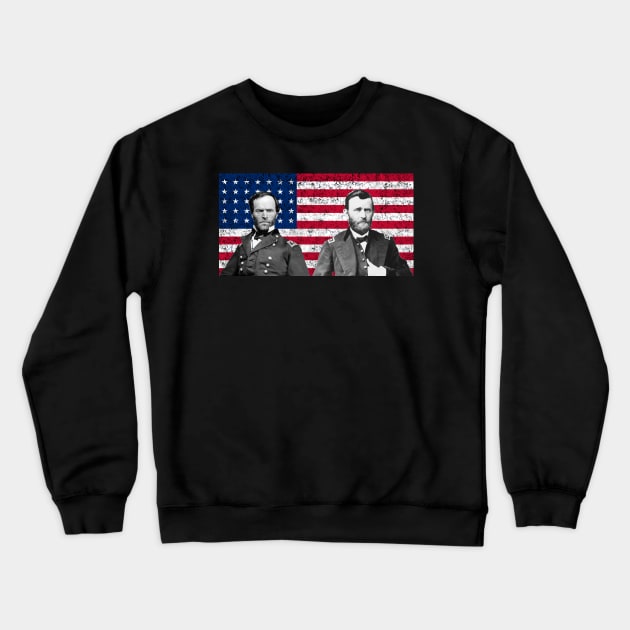 Sherman And Grant - American Flag Crewneck Sweatshirt by warishellstore